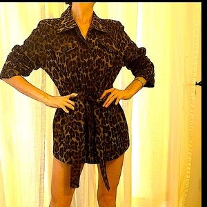 NWOT Leopard animal print sexy as F jacket trench 3/4 length size s. Trench c…